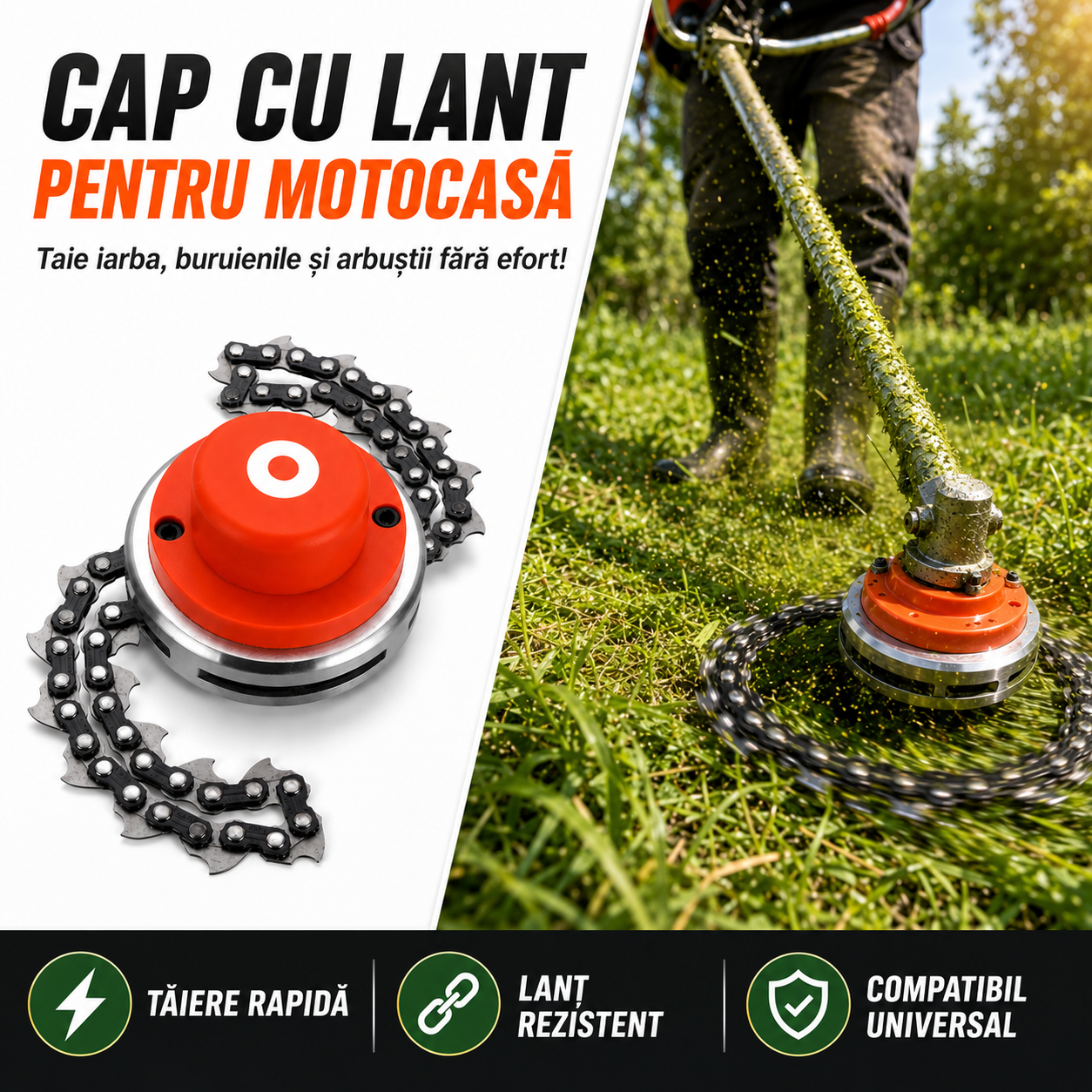 Cap de taiere cu lant pentru motocoasa