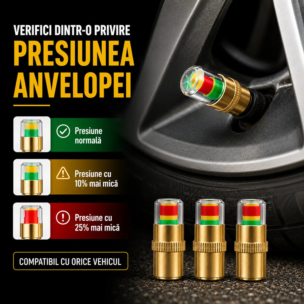Capace Auto pentru Presiunea Anvelopelor