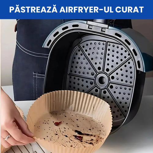Set 100 Hârtii de Copt pentru Friteuză, Tavă și Airfryer, Rezistente la Ulei și Căldură