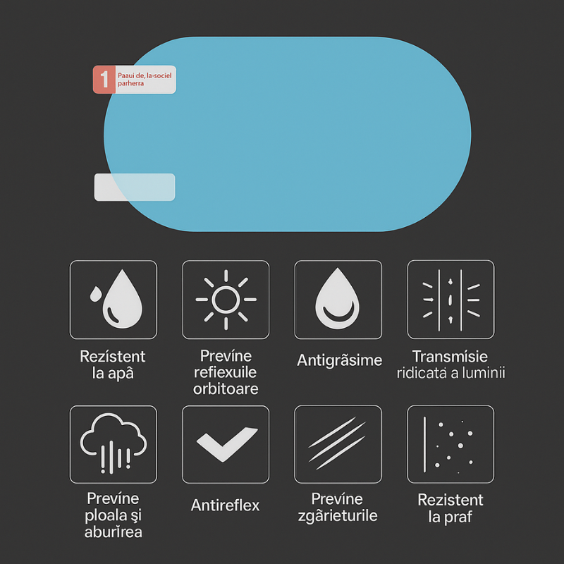 2 Prelungiri Ramă pentru Ploaie și 2 Folii cu Efect Hidrofob