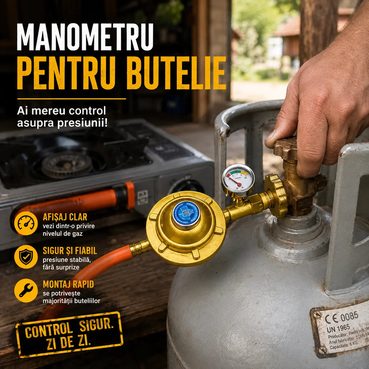 GazControl™ – Regulator pentru Butelie cu Manometru